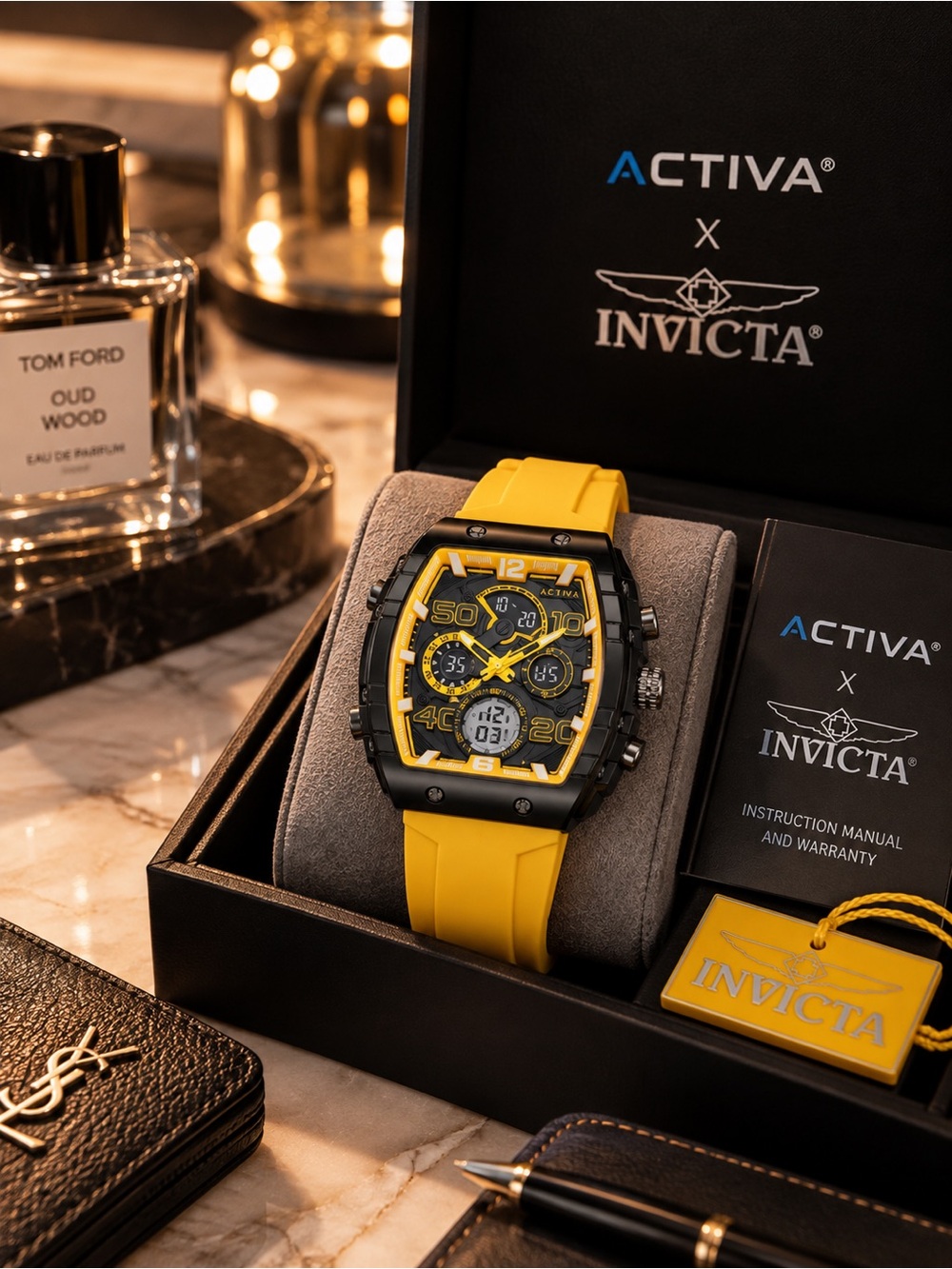 Activa x Invicta Digital Essentials Yellow 45mm Men’s Watch NWT